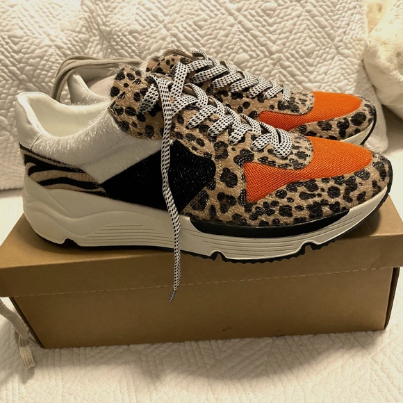 Orange and Leopard Willow Style Sneakers - Picture 1 of 5